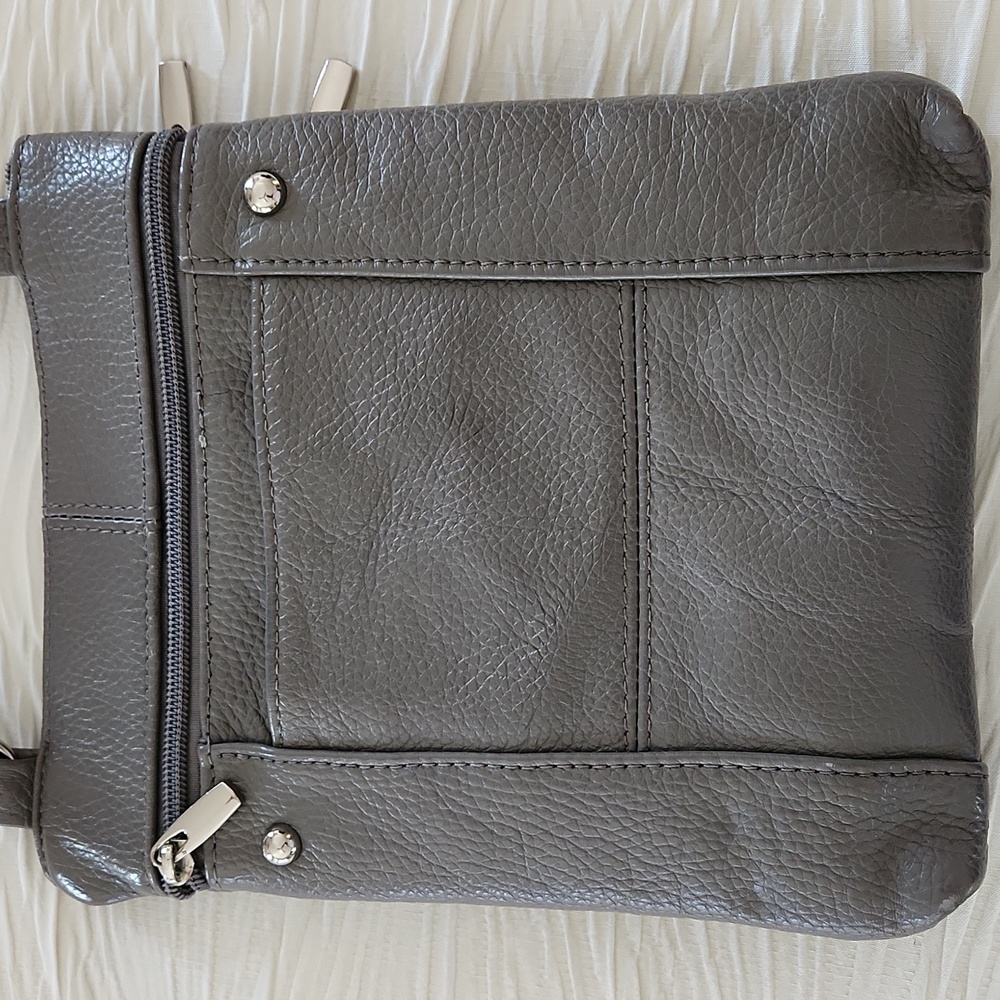 Gray Leather Crossbody Bag - Picture 5 of 9